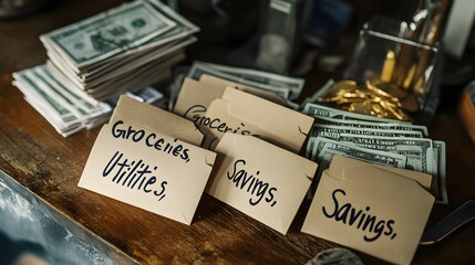Budgeting and Savings Concept with Envelopes and Cash