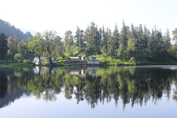 temple of lord Ganesh in the edge of dondital lake, uttarakhand 