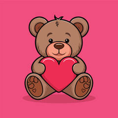 Teddy bear with a heart Vector illustration Ai Generated