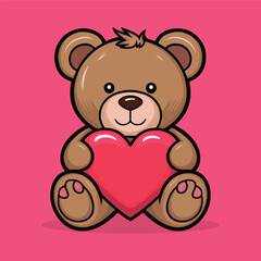 Obraz premium Teddy bear with a heart Vector illustration Ai Generated