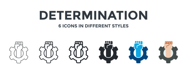 DETERMINATION icon in different style vector illustration. Designed in thin line, regular line, bold line, glyph, color fill, and flat style can be used for web