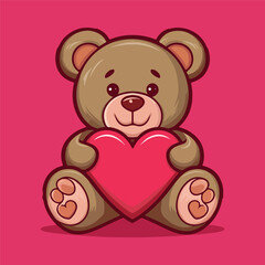 Obraz premium Teddy bear with a heart Vector illustration Ai Generated