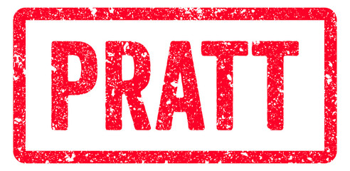 Pratt Stamp Transparent Seal, Red Grunge Pratt Word Rubber Stamp Seal