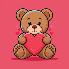 Fototapeta premium Teddy bear with a heart Vector illustration Ai Generated