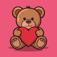Naklejka premium Teddy bear with a heart Vector illustration Ai Generated