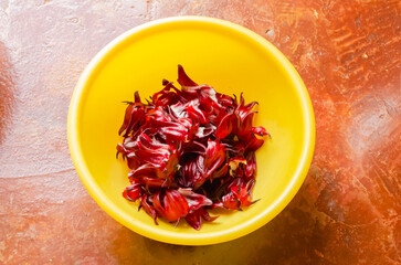 Sorrel Calyx In A yellow Bowl