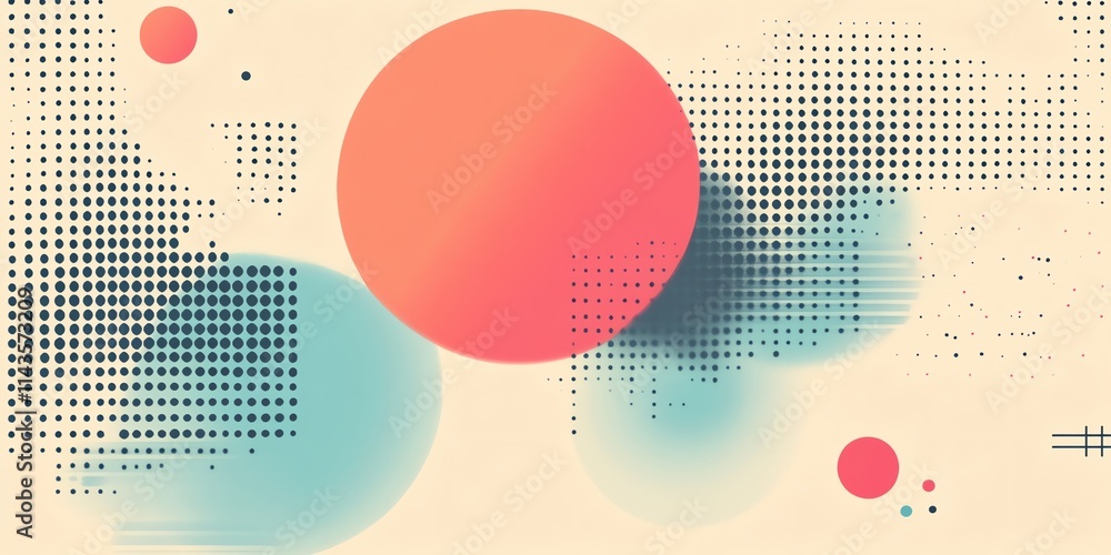 Aufkleber Abstract design featuring colorful circles and dots on a soft background.