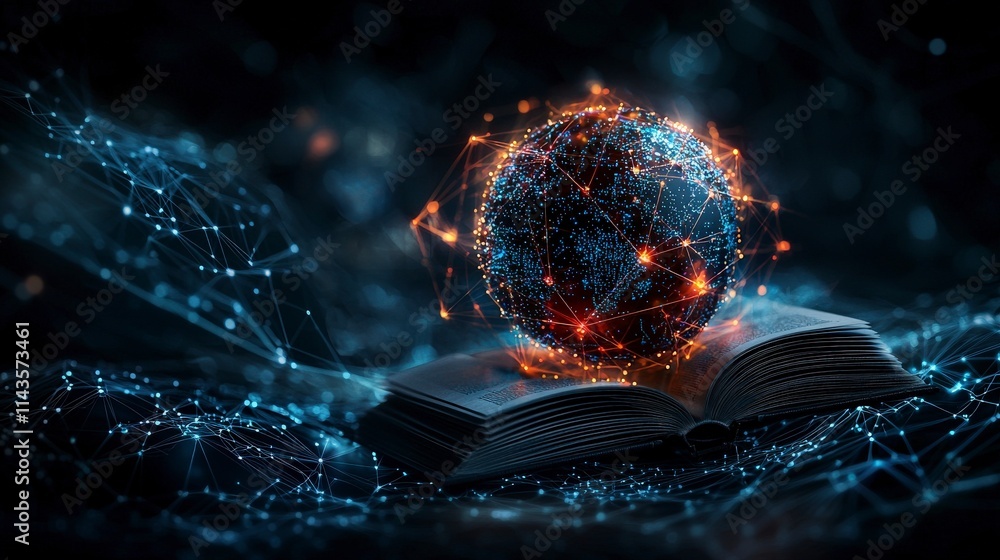 Poster global reading community enlightening knowledge exchange virtual realm digital art cosmic environmen