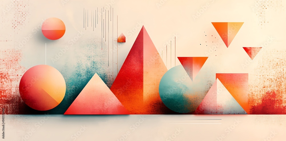 Poster Abstract composition of colorful geometric shapes and gradients.
