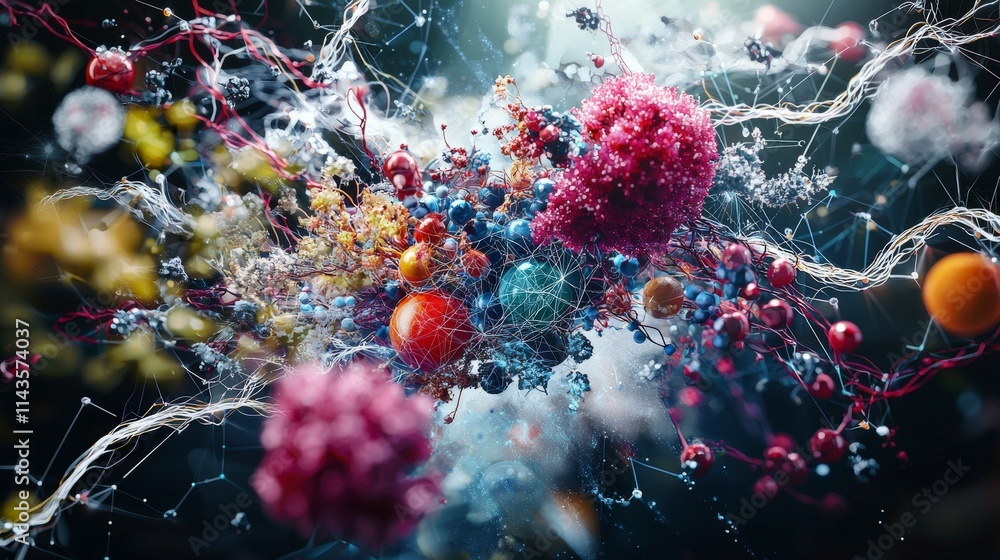 Poster Dynamic visualization of intellectual property concepts digital space abstract art scientific environment close-up view