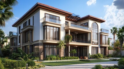 Fototapeta premium Luxury Mediterranean Villa Architectural Design