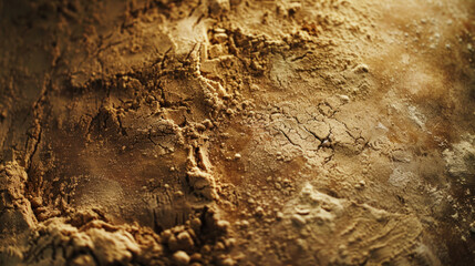 Rustic bread dough, floured surface, visible texture, rich warmth, artisanal bakery ambiance, soft focus on surface details