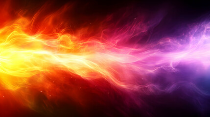 Abstract fiery and icy energy streams collide.