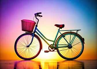 Silhouette Bicycle White Background, Active Lifestyle, Wicker Basket, Cycling, Outdoors