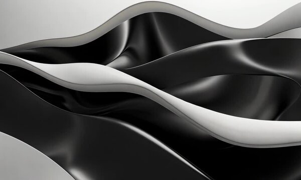 Abstract black and white wavy lines forming smooth pattern