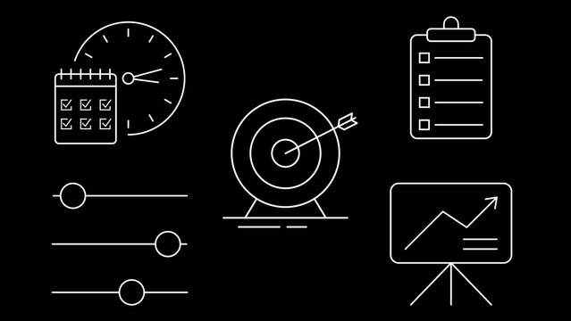 Business Agenda & Goals Line Icons