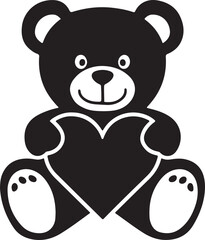 Obraz premium Black illustration of a teddy bear with a heart Ai Generated
