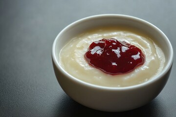 Creamy Berry Pudding in a White Bowl