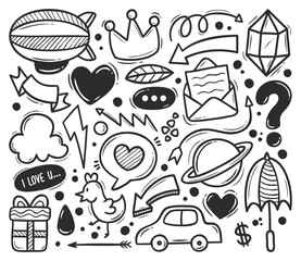 Abstract Scribble Icons Hand Drawn Doodle Coloring Vector