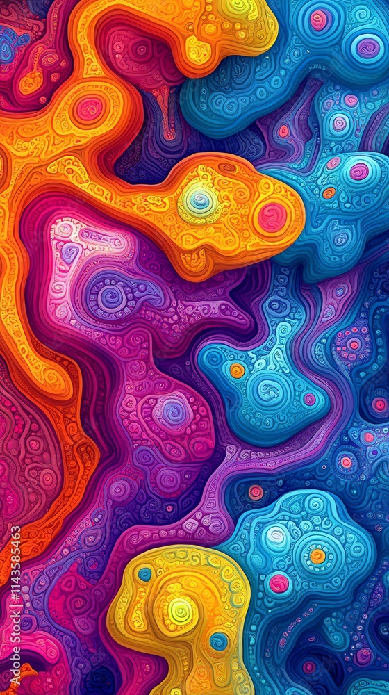 Poster Abstract colorful patterns with fluid shapes and vibrant hues.