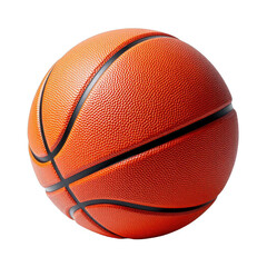 A vibrant orange basketball takes center stage, surrounded by pure darkness on a transparent background. Thick black lines accentuate its rounded shape, creating a striking visual focal point
