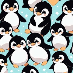 Obraz premium seamless pattern with penguins
