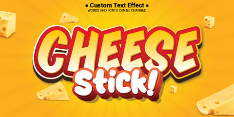 Cheese stick food label cartoon text effect editable typography font style