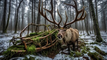 Winter Wilderness with a Lone Deer