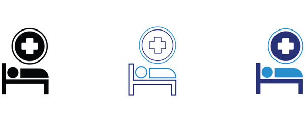 Medical bed icon vector set, hospital bed flat icon vector set isolated on white background.