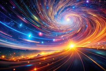 Obraz premium Immersive 4K loop: big data visualized as a hypnotic, futuristic space odyssey.