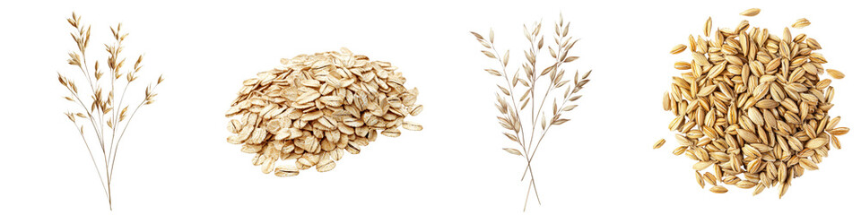 Assortment of whole oats grains and seeds on a rustic wooden background  Healthy nutritious and natural ingredients for breakfast cooking baking or snacking  Organic sustainable