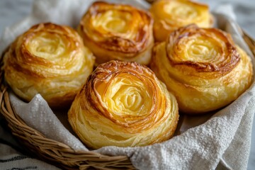 Golden Rose Pastries in a Basket