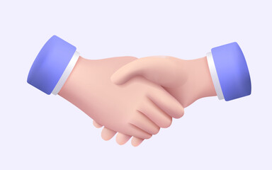 Business people shaking hands. Deal or agreement contract and successful business deal. Contract and partnership. Business meeting, Handshake, Greetings, Cooperation. 3d vector illustration