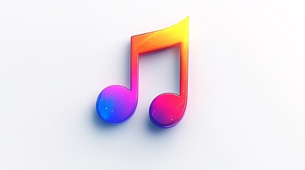 Bold music note icon with a vibrant gradient isolated on a transparent background perfect for music streaming or audiorelated designs