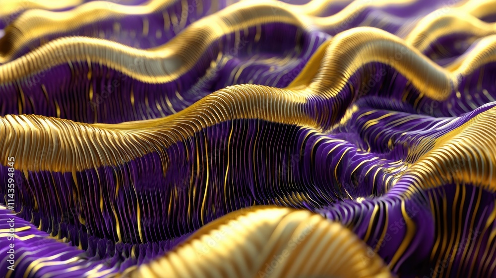 Poster abstract gold and purple waves: a mesmerizing abstract texture of gold and purple, with a flowing, u