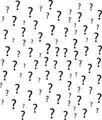 Question mark seamless pattern . Vector seamless pattern with question marks. Monochrome hipster background. Hand drawn random black punctuation marks.