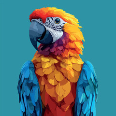 Colorful Low Poly Parrot bird Vector illustration on isolated background