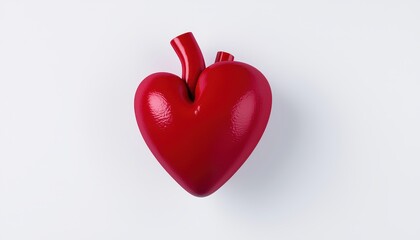 A vibrant red heart symbol representing love and compassion on a white background.