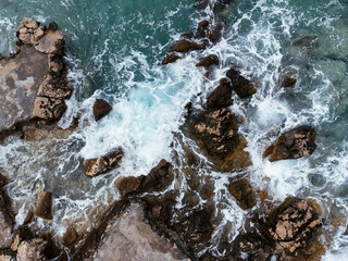 Waves splashing the seashore