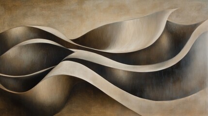 Abstract Art with Intertwining Bands of White and Brown