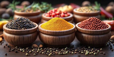 Aromatic Spices in Bowls Culinary Herbs and Seasonings