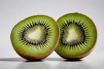 there is a kiwi fruit cut in half on a table