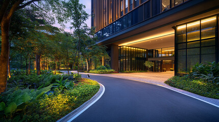 abstract modern showcasing a vibrant cityscape with glass architecture, modern glass office buildings with shiny glass effects, modern interior architectural glass building.