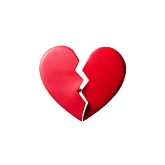 Broken heart symbol, a red heart divided into two pieces