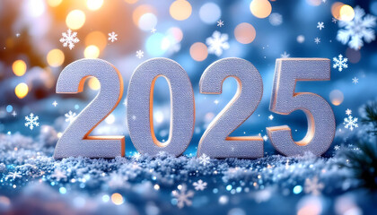 2025 banner winter themed banner, snowflacks