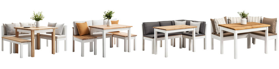 Minimalist dining room setting with wooden table and chairs creating a cozy and contemporary living space for intimate gatherings and relaxation