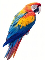 Obraz premium Colorful Scarlet Macaw Parrot on White Background
