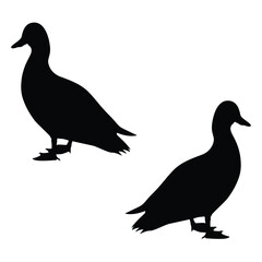 Duck Silhouette, Duck Vector Silhouette, Duck cartoon Silhouette, Duck illustration, Duck icon Silhouette, Duck Silhouette illustration