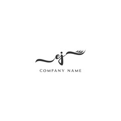 Minimalist EJ Logo Design with Abstract Feather Element
