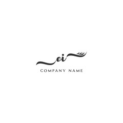 Minimalist EI Logo Design with Abstract Feather Element